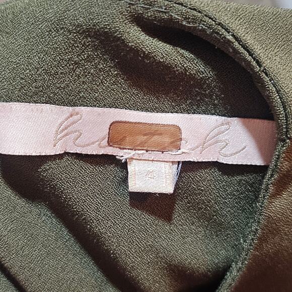 Hutch Olive Green Long Sleeve Tiered Mini Dress Size 4 - Picture 3 of 7